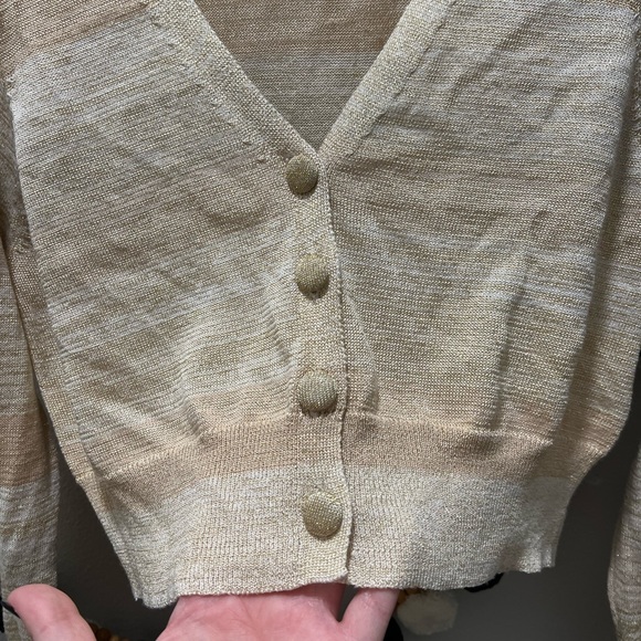 LoveShackFancy Cropped Metallic Cardigan - Picture 2 of 8